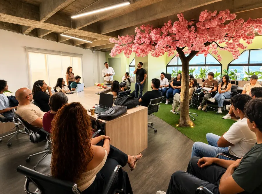 Oficina compartida de coworking en Santa Marta con puestos de trabajo