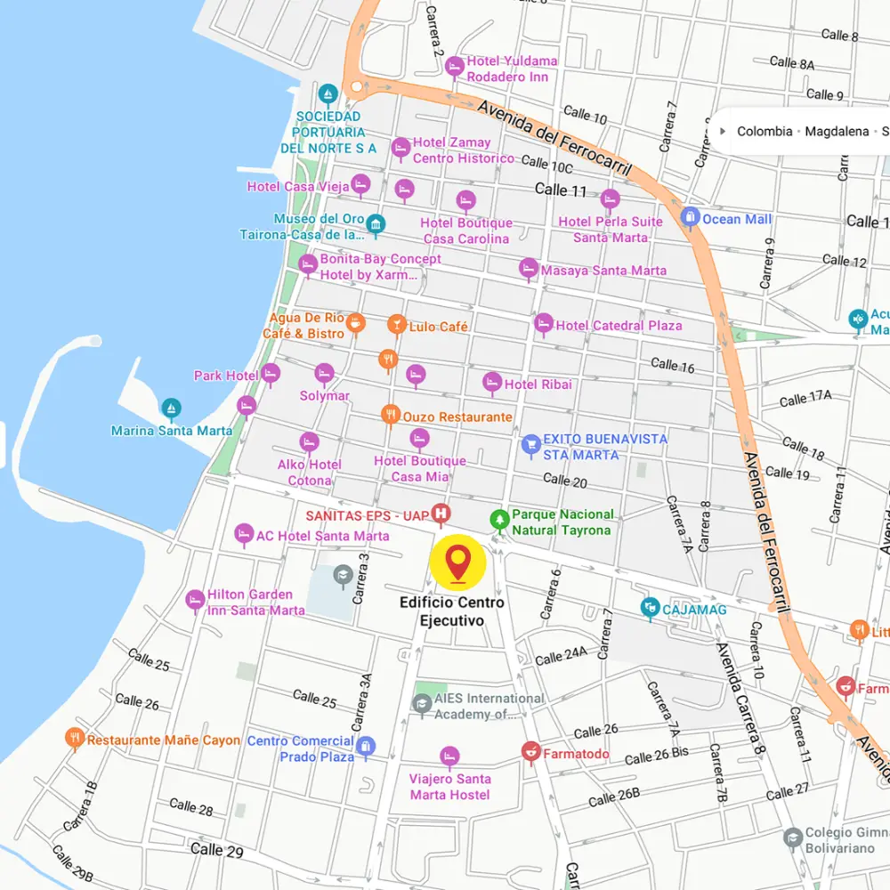 Ubicación de Suma Coworking en el Edificio Centro Ejecutivo de Santa Marta